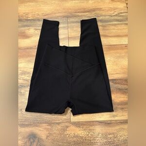 Wilo the Label Black Ribbed High-Waisted Crossover Leggings size XS
